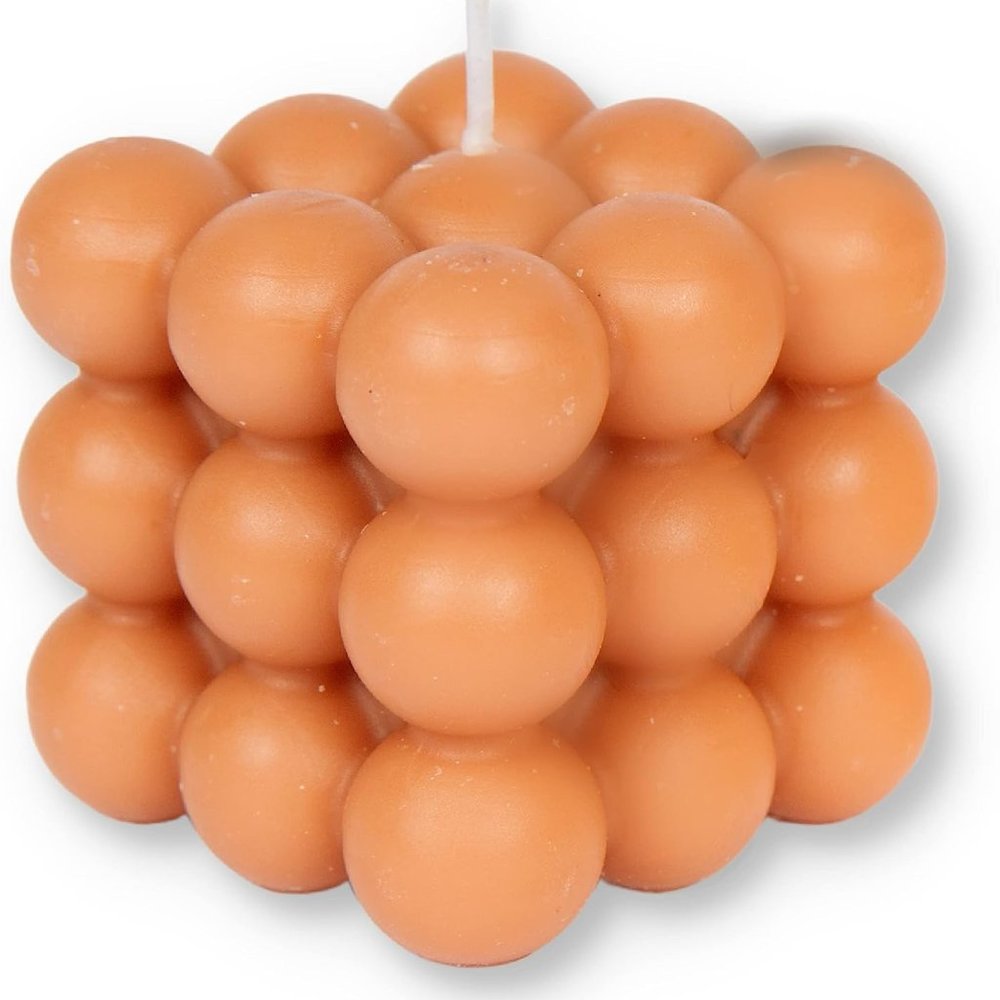 Brown Hazelnut Scented Bubble Candle - Handmade